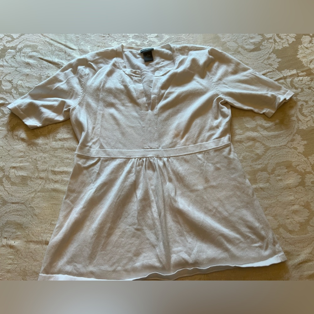 Ann Taylor white cotton short sleeve sweater